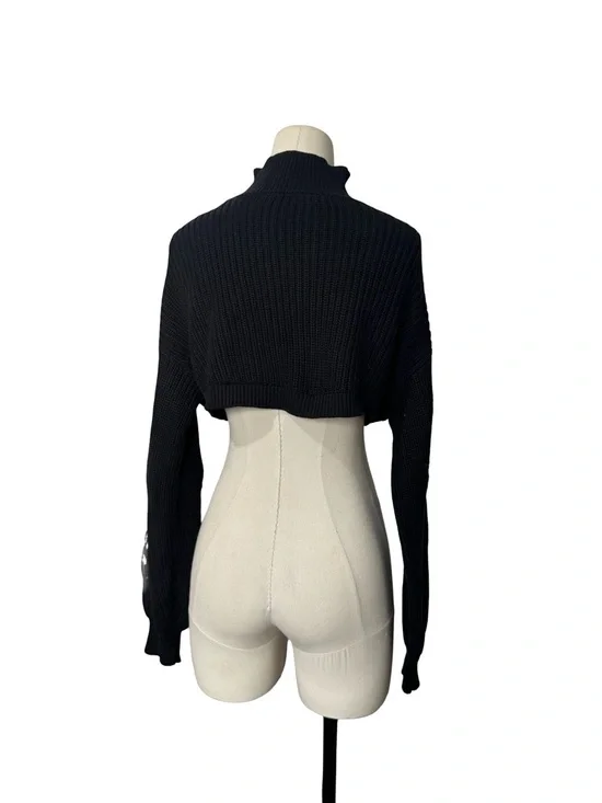 Cosmic Aura Death's-Head Moth Mock Neck Girls Crop Sweater - Picture 6 of 8